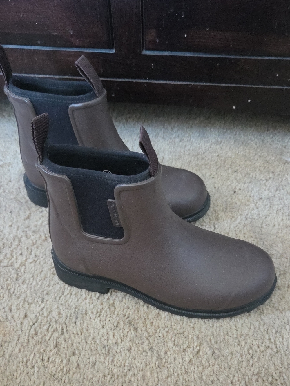 Merry People Bobbi Ankle Rain Boot Chocolate Brown Black EU 38 US 7.5 EUC